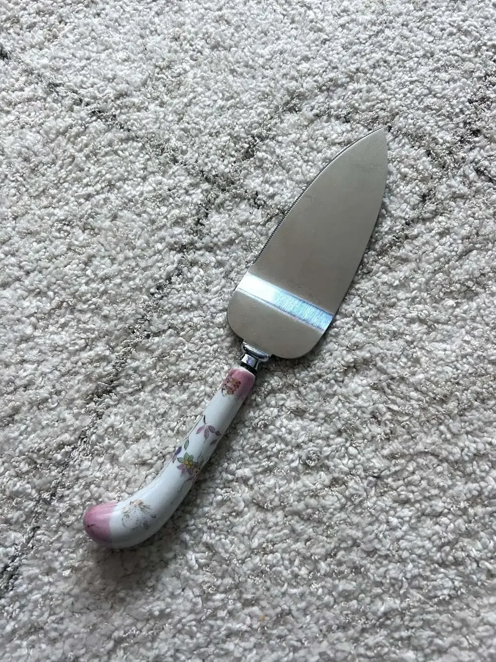 Vintage Floral Porcelain Handle Stainless Steel Cake Server